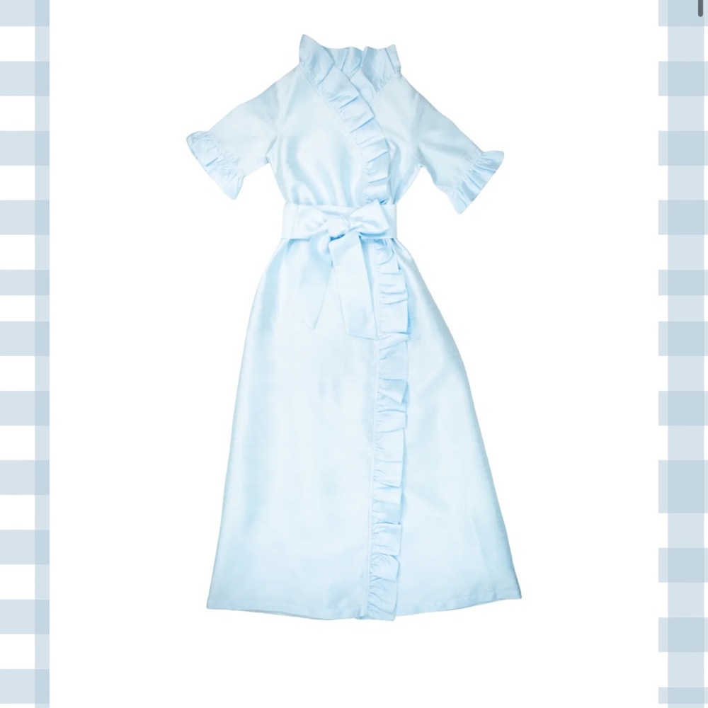 Anne Claire ruffle wrap maxi dress in light blue